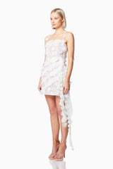 Isles 3D Rosette Mini Dress in White