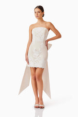 Florian Bow Mini Dress in White