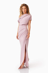 Kourtney Asymmetrical Maxi Dress in Pink