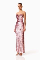 Alissa Sequin Strapless Gown in Pink