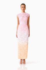 Lumira Sequin Lace Gown in Pink Ombre