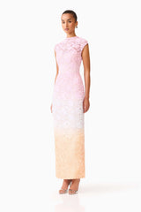 Lumira Sequin Lace Gown in Pink Ombre