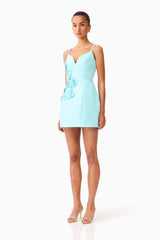 Stella Tulip Mini Dress in Aqua Blue