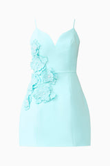 Stella Tulip Mini Dress in Aqua Blue