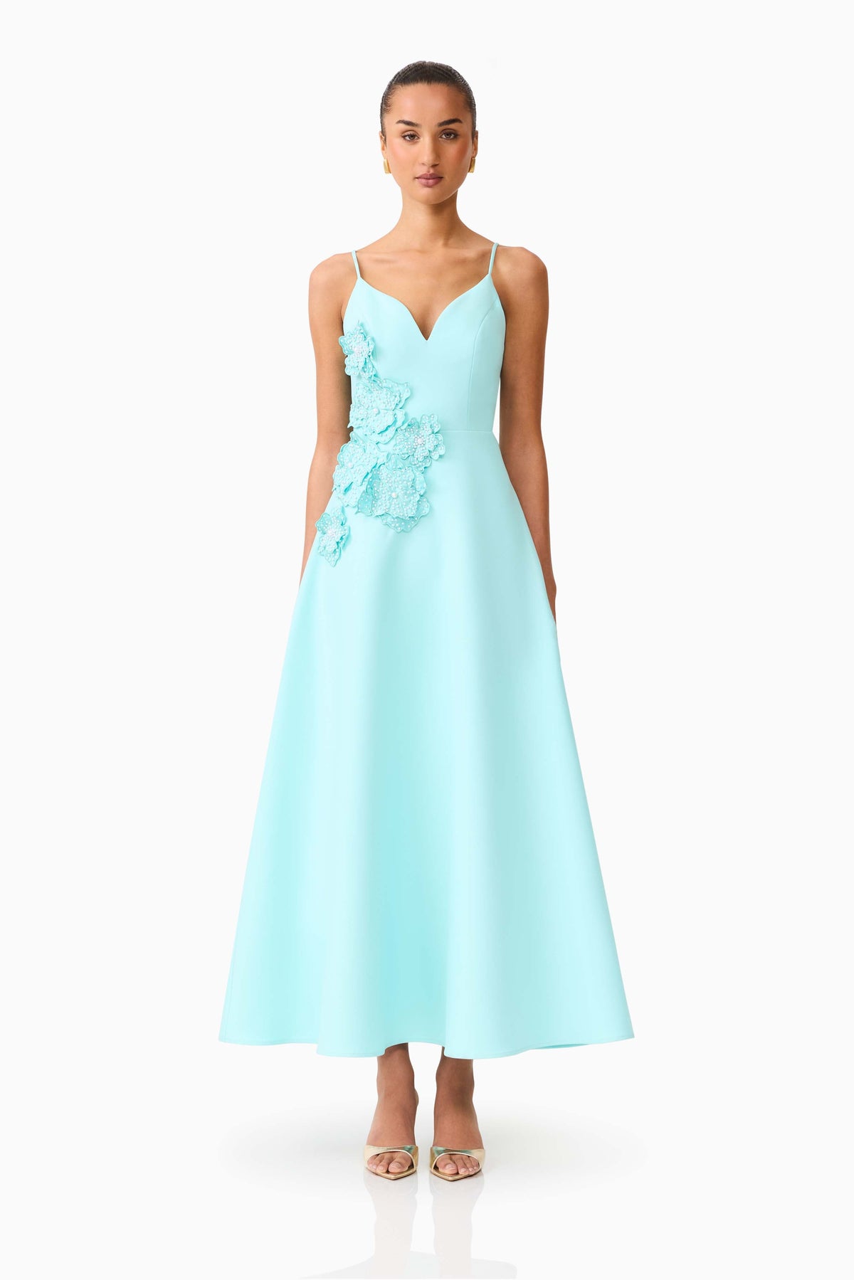 Stella A-Line Gown in Aqua Blue