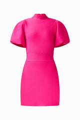 Naomi Puff Sleeve Mini Dress in Raspberry Pink