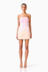 Lumira Sequin Lace Mini Dress in Pink Ombre