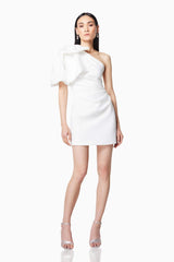 Marseilles 3D Bow Mini Dress In White