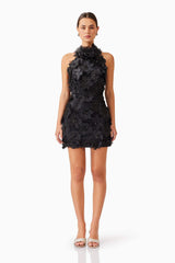 Cherry Blossom Mini Dress in Black