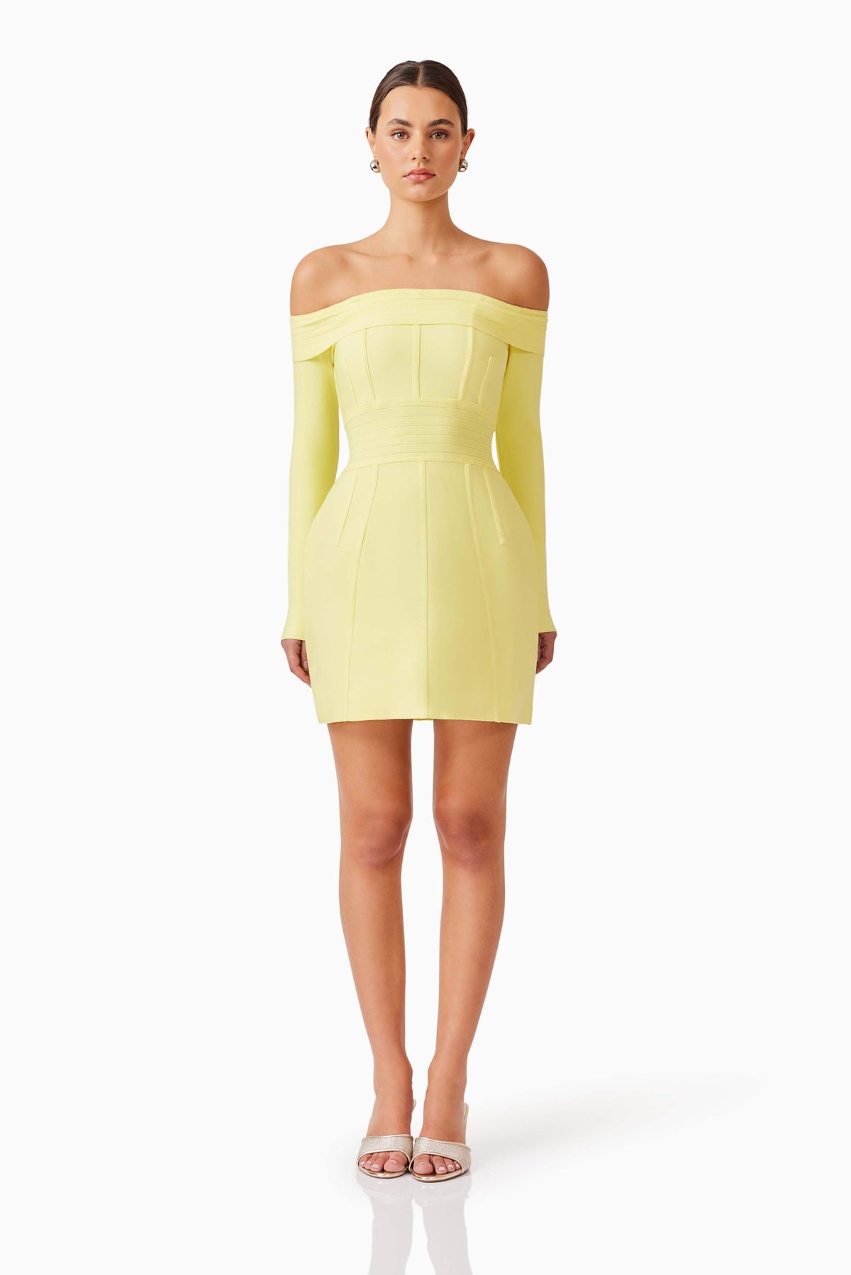 Katlyn Off The Shoulder Mini Dress in Yellow