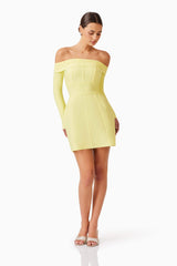 Katlyn Off The Shoulder Mini Dress in Yellow
