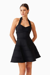 Katlyn Halter Mini Dress in Black