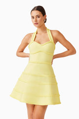 Katlyn Halter Mini Dress in Yellow