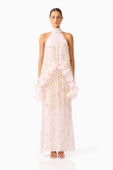 Tulsia Floral Cape Maxi Dress in Pink