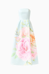 Harper Strapless Gown in Baby Blue Floral