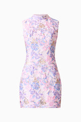 Marlene Shift Mini Dress in Pink & Purple Floral