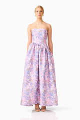 Marlene Asymmetrical Gown in Pink & Purple Floral