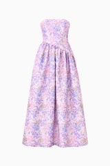 Marlene Asymmetrical Gown in Pink & Purple Floral