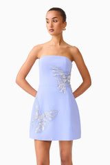 Mira Strapless Mini Dress in Blue