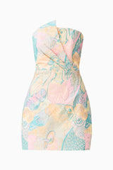 Taliah Strapless Mini Dress in Blue Multi