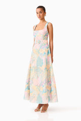 Taliah A-Line Gown in Blue Multi