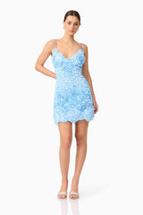 Kaia Floral Mini Dress in Blue