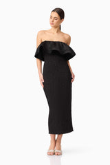 Dandelione Strapless Midi Dress in Black