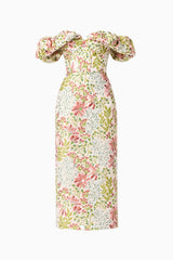 Calaantha Off The Shoulder Midi Dress in Floral