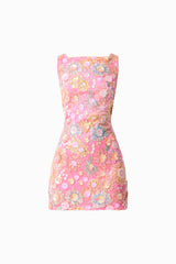Nathalie Shift Mini Dress in Pink Floral
