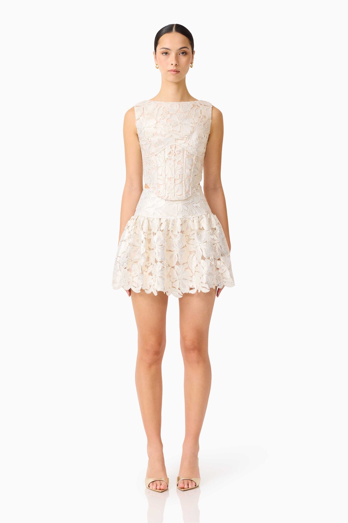 Nicoletta Top & Skirt Set in Gold