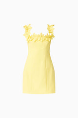 Cara Square Neck Mini Dress in Yellow