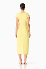 Cara Short Sleeve Midi Dress in Yellow
