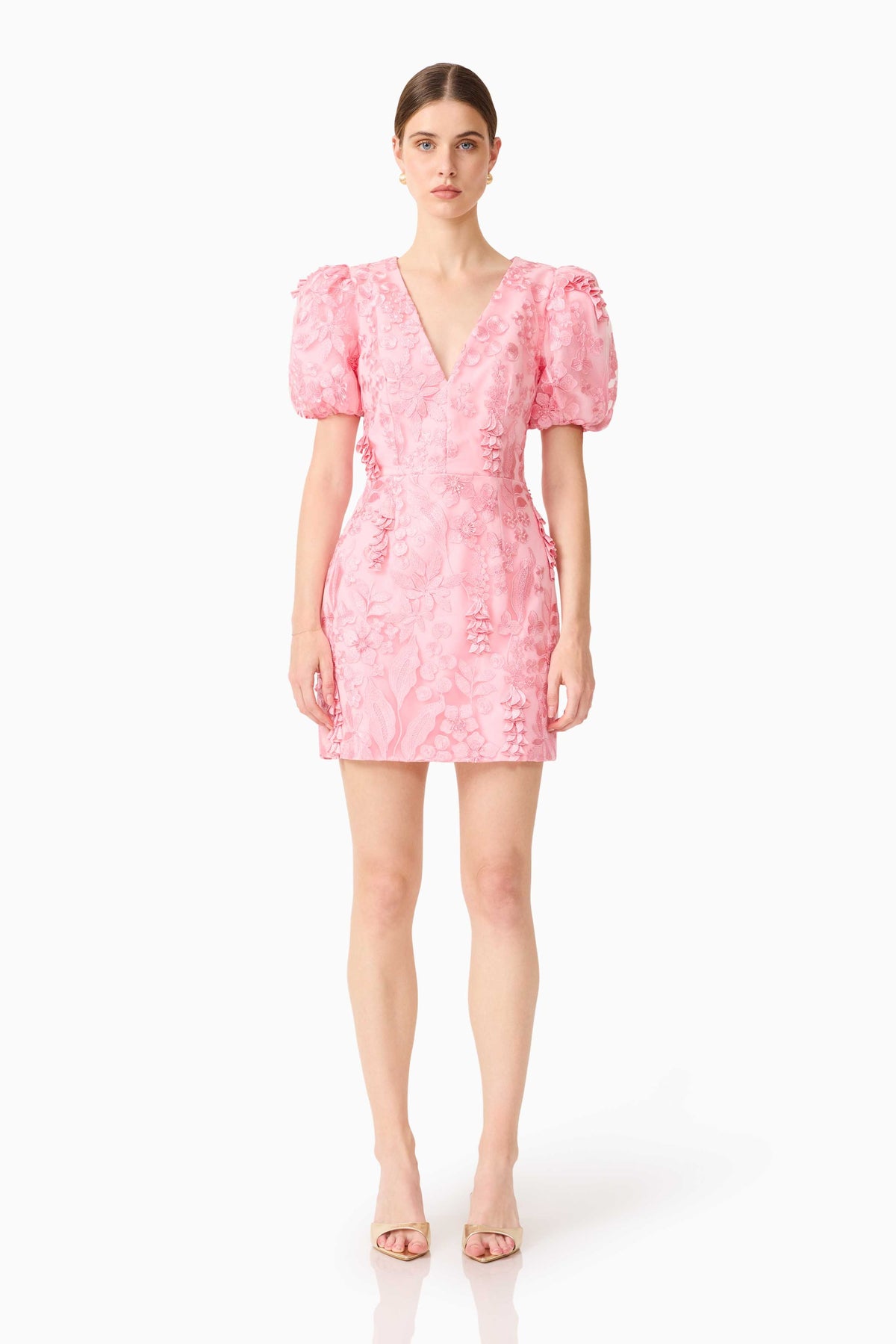 Monique Puff Sleeve Mini Dress in Pink