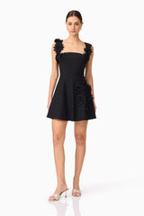 Jada Floral Mini Dress in Black