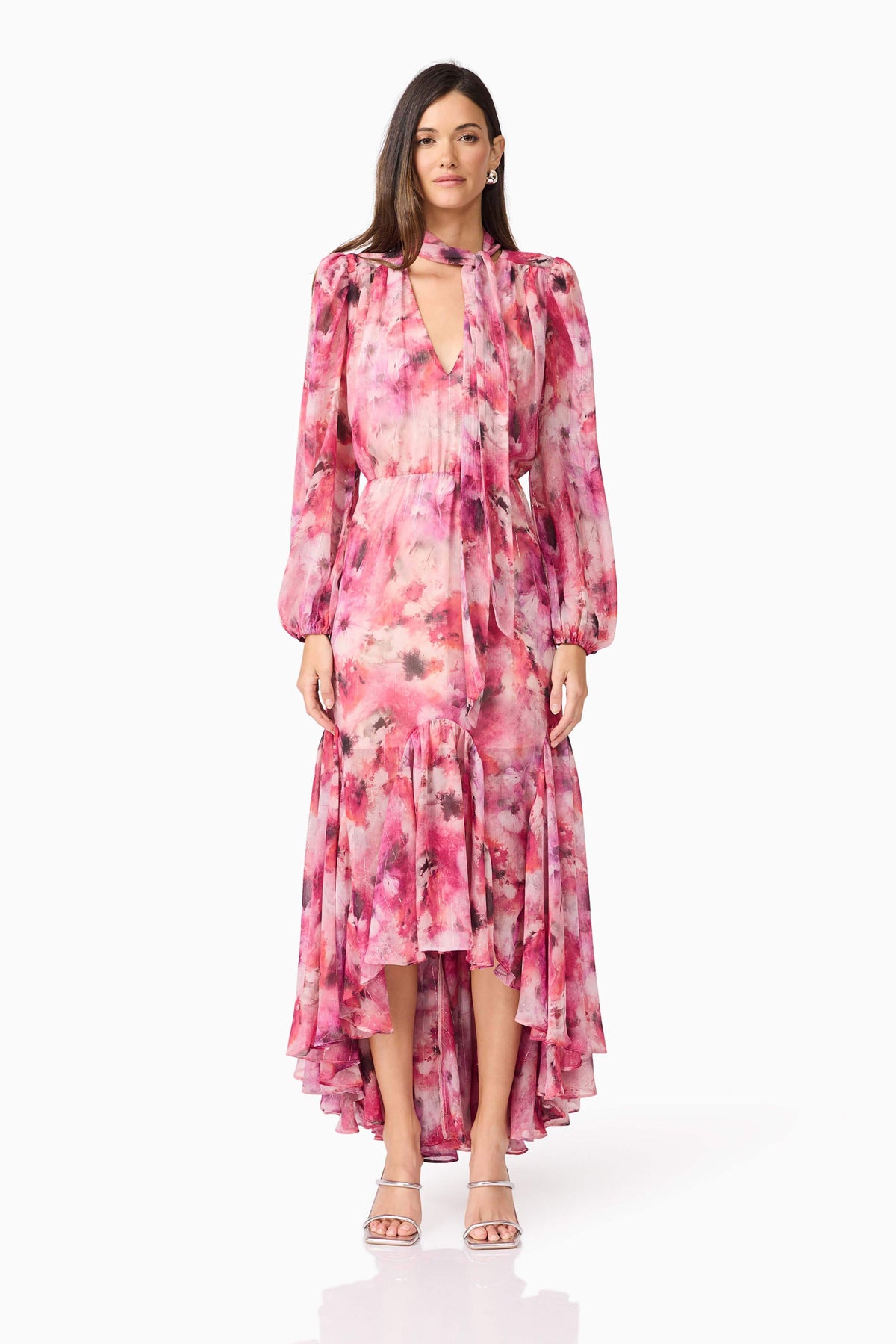 Evalina Long Sleeve Maxi Dress in Pink