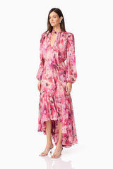 Evalina Long Sleeve Maxi Dress in Pink