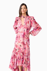 Evalina Long Sleeve Maxi Dress in Pink