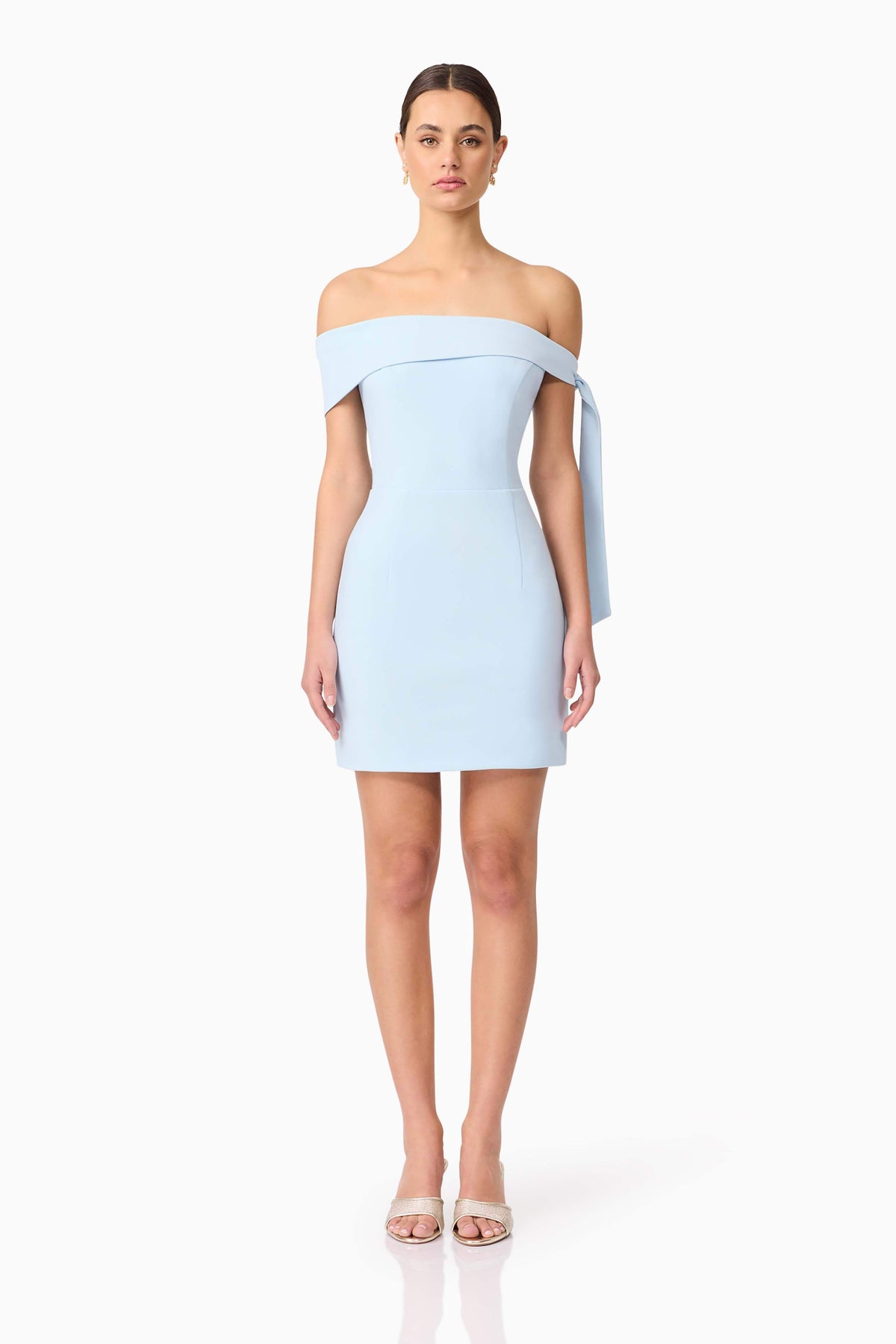 Ami Off The Shoulder Mini Dress in Blue