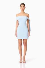 Ami Off The Shoulder Mini Dress in Blue