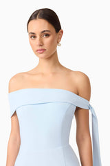 Ami Off The Shoulder Mini Dress in Blue