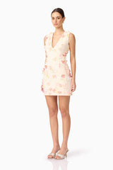 Livia V Neck Mini Dress in Yellow
