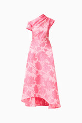 Dionne Asymmetrical Maxi Gown in Pink Floral