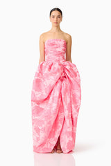 Dionne Strapless Gown in Pink Floral