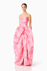 Dionne Strapless Gown in Pink Floral