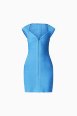 Elena V-Neck Mini Dress in Dress in Blue