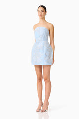 Annabelle Embellished Strapless Mini Dress in Blue