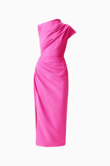 Chantal Asymmetrical Midi Dress in Pink