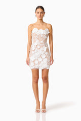 Arabella Strapless Mini Dress In White