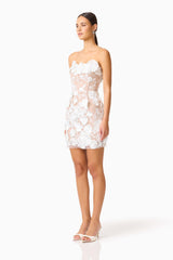 Arabella Strapless Mini Dress In White