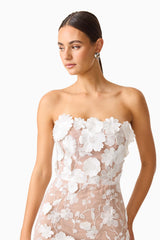 Helena Strapless Midi Dress In White